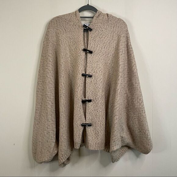 Cotton On Toggle Hooded Knit Poncho - Picture 1 of 6